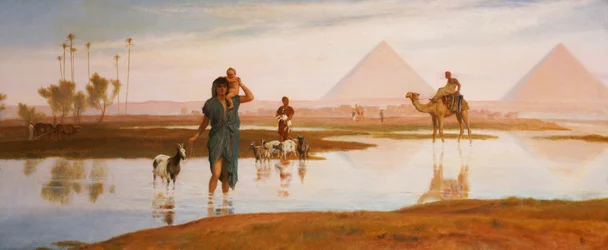 Überschwemmung des Nils mit den Pyramiden
