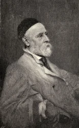 Porträt von George Frederick Watts, graviert von T. Johnson nach dem Foto von Hollyer, aus 