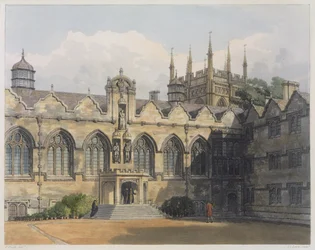 Außenansicht des Oriel College, Illustration aus der 