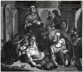 Das Begräbnis von Harold in der Abtei von Waltham, 1847