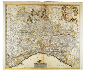 Republik Genua, Herzogtum Mailand, Parma und Monferrato, Karte von Frederik de Wit, Amsterdam, Kupferstich