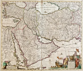 Karte von Persien (Iran), Armenien, Anatolien (Türkei) und Arabien (Arabische Halbinsel: Saudi-Arabien, Kuwait, Vereinigte Arabische Emirate, Oman, Katar, Jemen, Bahrain)