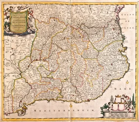 Karte der Fürstentümer Katalonien (Spanien) (Radierung)
