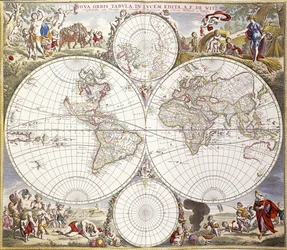Weltkarte aus Atlas Maior, ca. 1705