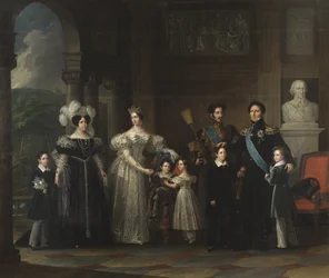Familie Bernadotte: Oscar I (1799-1859), Desiree Clary (1777-1860), Josephine von Leuchtenberg (1807-1867), Karl XV (1826-1872), Oscar II (1829-1907), Karl XIV Johann (1763-1844), Prinz Gustav (1827-1852) und Prinz