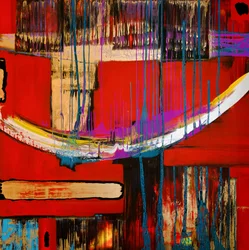 Dynamisches Rot-Gold Abstrakt