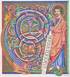 Illuminierte Initiale und Heiliger, 1830-62