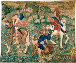 Falknerei-Szene, um 1500