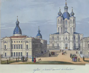 Die Smolny-Auferstehungskathedrale in Sankt Petersburg, 1830-1840er Jahre
