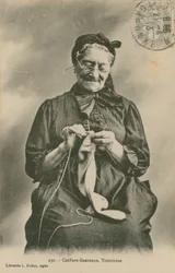 Postkarte einer Strickerin, gesendet 1913