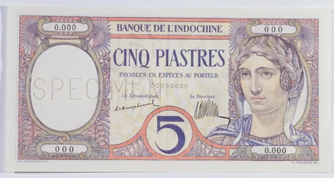 5-Piastre-Banknote, von der Indochina-Bank