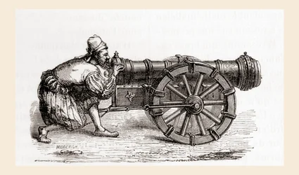 Eine deutsche Hinterladerkanone aus dem 16. Jahrhundert, aus Les Merveilles de la Science, veröffentlicht um 1870 (Gravur)