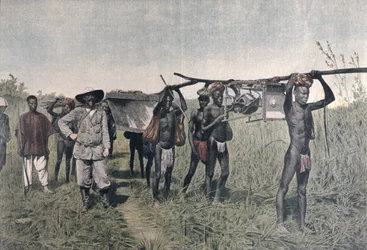 Ein Konvoi auf der Marchand-Mission im Jahr 1898, aus Le Petit Journal, 1899