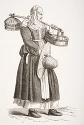 Ein Eierhändler, nach einem Holzschnitt aus dem 16. Jahrhundert von Cesare Vecellio (1521-1601) aus 