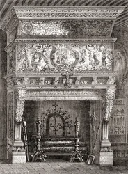 Ein Renaissance-Kamin im Cluny Museum, Paris, Frankreich, aus 