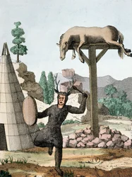 Ein sibirischer Tartar-Schamane und Begräbnisstätte, ca. 1811