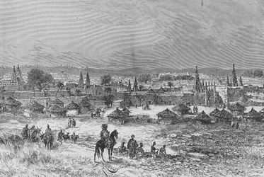 Ansicht von Kong, Illustration aus "Du Niger au Golfe de Guinee...", von Louis Gustave Binger