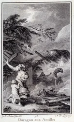 Ein Hurrikan in den Westindischen Inseln. Gravur von 1780