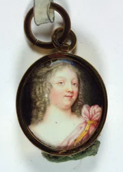 Eine Dame in purpurnem Gewand