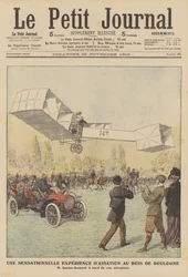 Ein sensationeller Flug im Bois de Boulogne, Paris (Farblithografie)