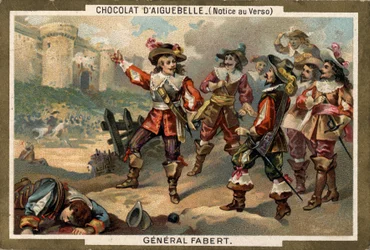 Abraham de Fabert (1599-1662), Maréchal de France, während der Belagerung von Stenay (Département Meuse) im Jahr 1654. Chromolithographie des 19. Jahrhunderts.