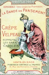 Werbekarte von „The Velpeau Crepe Dressing Band entfernt Krampfadern“