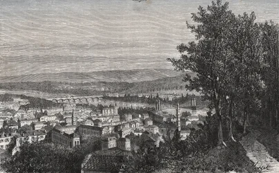Agen - Lot-et-Garonne - Gravur in „La France illustree: Geographie, Geschichte, statistische Verwaltung“ von V.A. Malt-Brown. 1884