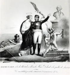 Allegorisches Porträt von General Simon Bolivar (1783-1830) ca. 1840