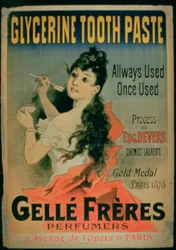 Immer benutzt, einmal benutzt, Plakatwerbung für Glycerin-Zahnpasta von Gelle Freres, Paris, 1878