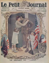 Ein amerikanischer Soldat auf dem Weg nach Europa während des Ersten Weltkriegs, Titelillustration von Le Petit Journal, 13. Januar 1918