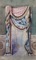 Ein Interieur mit einem Vorhangdesign, ca. 1880