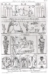 Antike ägyptische und persische religiöse und astronomische Illustrationen und Symbole