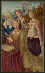 Anne von Bretagne, Königin von Frankreich, umgeben von ihren Schutzheiligen