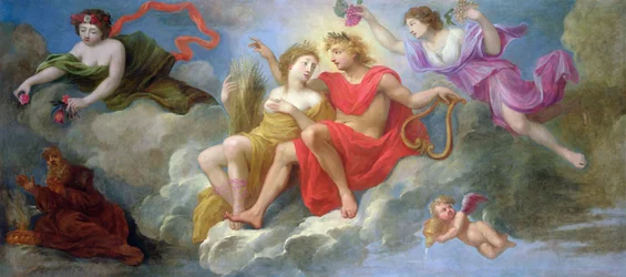 Apollo und die Jahreszeiten, von der Decke des Hotel Colbert de Villacerf, ca. 1650