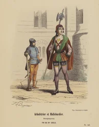 Armbrustschütze und Hellebardier, Burgunder, Ende des 15. Jahrhunderts