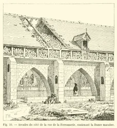 Arkaden auf der Seite der Rue de la Ferronnerie, mit der Totentanz