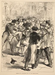 Verhaftung eines preußischen Spions auf den Boulevards, September 1870