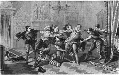 Ermordung von Heinrich I. von Lothringen, Herzog von Guise, bekannt als der Balafré (1550-1588), 23. Dezember