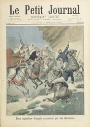 Ermordung zweier französischer Hauptleute der Fremdenlegion durch Marokkaner vom Stamm der Beni-Smir, Titelillustration von 
