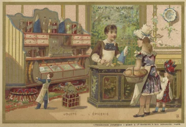 Au Bon Marché-Karten mit Kinderspielen