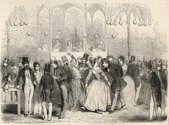 Bal Mabille (Tanz- und Vergnügungseinrichtung, Avenue Montaigne, Paris) Gravur in "Tableau-de-Paris" von Edmond Texier 1852