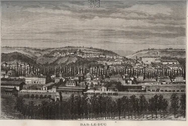 Bar-le-Duc - Departement der Meuse - Gravur in „La France illustrée: Geographie, Geschichte, statistische Verwaltung“ von V.A. Malt-Brown. 1884