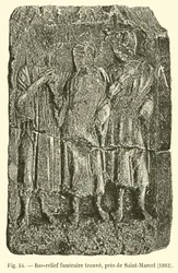 Grabrelief gefunden in der Nähe von Saint-Marcel, 1882