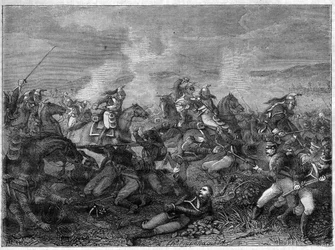 Schlacht von Saint-Dizier, 27. Januar 1814 (alliierten russischen Truppen gegen französische Gardedrachen) Schlacht von Saint Dizier - schöner Angriff der Gardedrachen - Schlacht der Gardedrachen gegen die Russen von Landskoi - in „Histoire de l