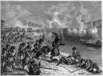 Schlacht von Toulouse: letzte Schlacht zwischen den britischen und spanischen Truppen unter Wellington gegen die Franzosen 1814 - Schlacht von Toulouse am 10. April 1814 zwischen den Truppen der kaiserlichen Armee unter dem Kommando von Marschall Soult und