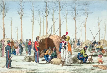 Biwak der russischen Truppen auf den Champs Elysées, Paris, 31. März 1814
