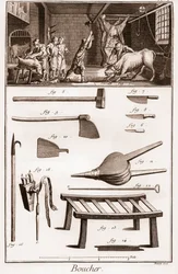 Metzger - „Die große Enzyklopädie oder Wörterbuch der Wissenschaften, Künste und Berufe“ von Denis Diderot (1713-1784) und Jean d