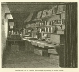 Laboratorium für die Herstellung empfindlicher Oberflächen (Stich)