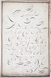 Kalligraphie: Platte mit Großbuchstaben, genannt Major Batardes, kalligraphiert am 5. April