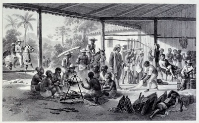 Lager der Schwarzen in Brasilien. Gravur aus dem 19. Jahrhundert